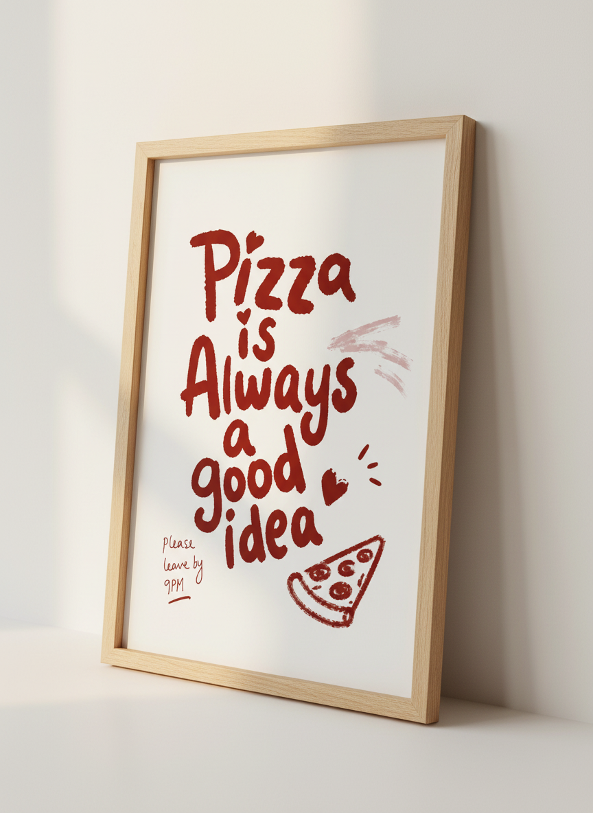 Pizza is always a good idea Art Print | Kitchen Decor | Whimsical Restaurant Poster