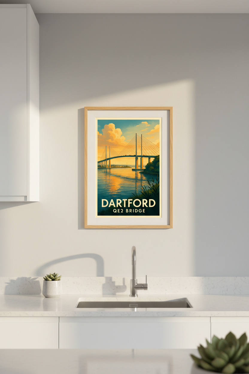 Dartford Q2 Bridge Art Poster – Framed, Unframed & Digital Print | Kent Wall Art
