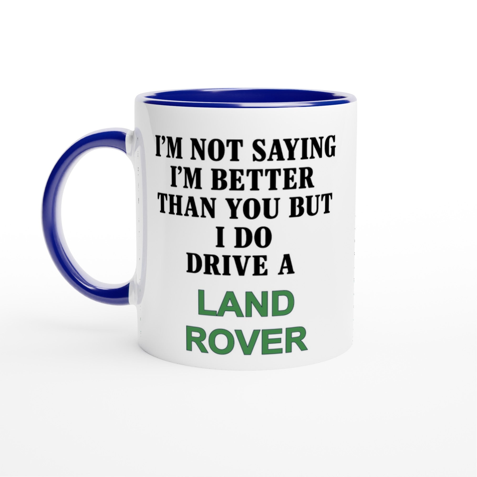 Funny Land Rover Mug – 11oz Luxury Car Driver Gift, Bold Statement Coffee Cup, Land Rover, Range Rover Lover Gift for Him or Her Ceramic Blue