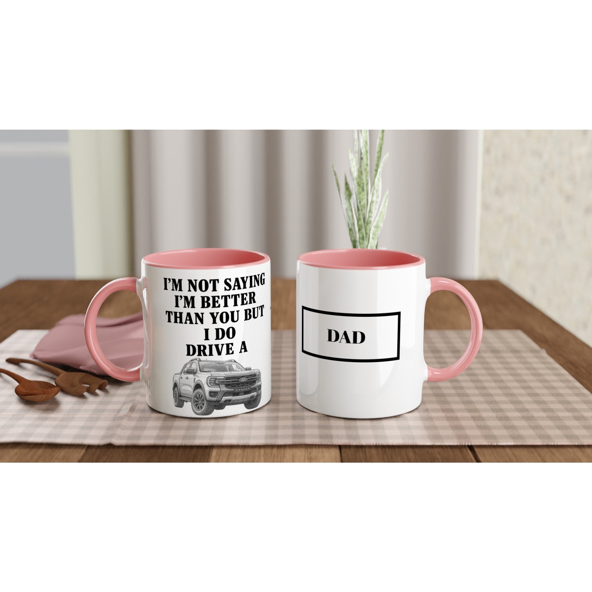 Personalized Ford Ranger Wildtrak Mug - Unique Car Lover Dad Gift | 11oz Ceramic Cup Ceramic Pink