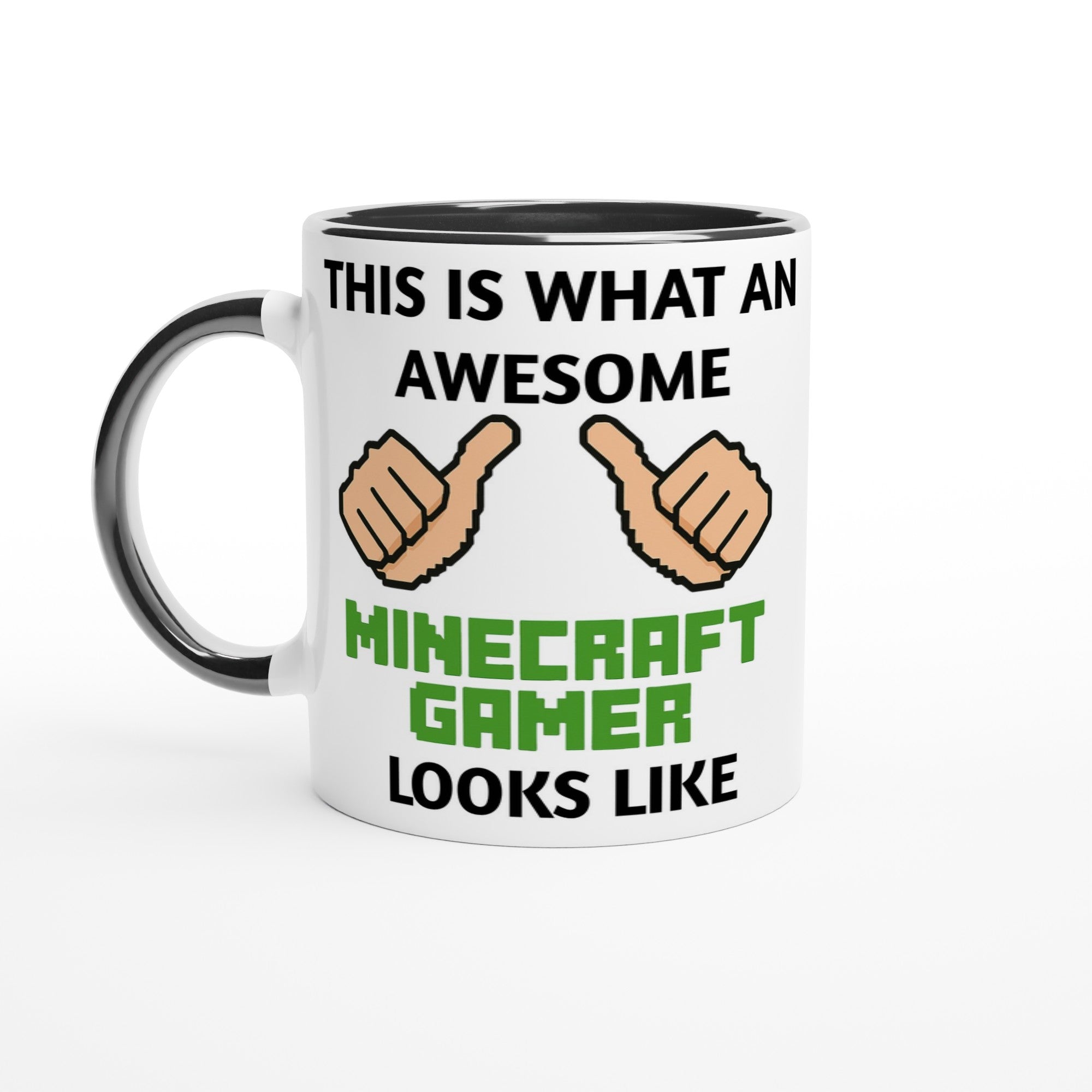 Minecraft Gamer Mug - 11oz Coffee Cup Gift for Kids &amp; Teens Ceramic Black