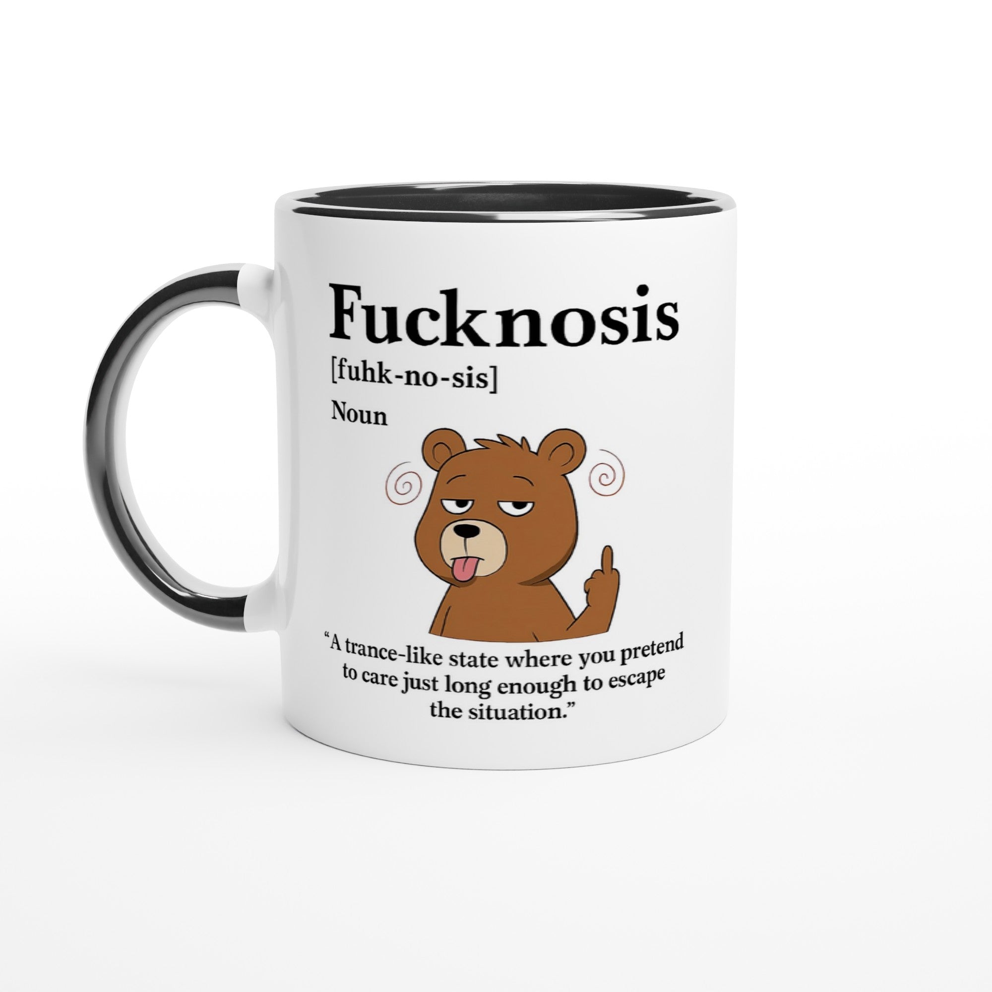 Funny F*cknosis Mug – Sarcastic Definition Coffee Cup with Dog, Cat, Bear, or Horse Design – 11oz Ceramic Humor Gift Ceramic Black Bear