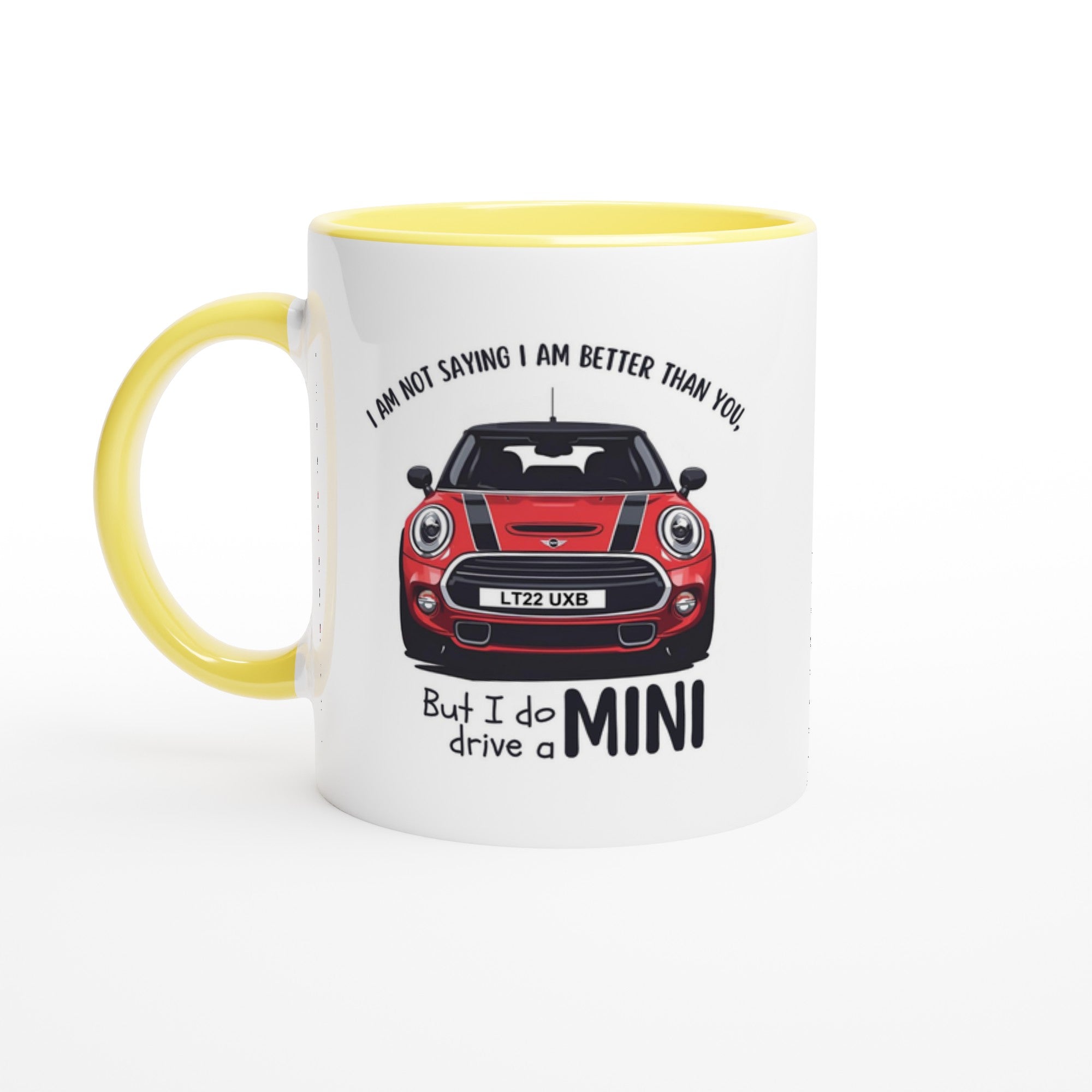 Cool Mini Cooper Mug - Funny Custom Car Gift - 11oz Ceramic Coffee Cup Ceramic Yellow