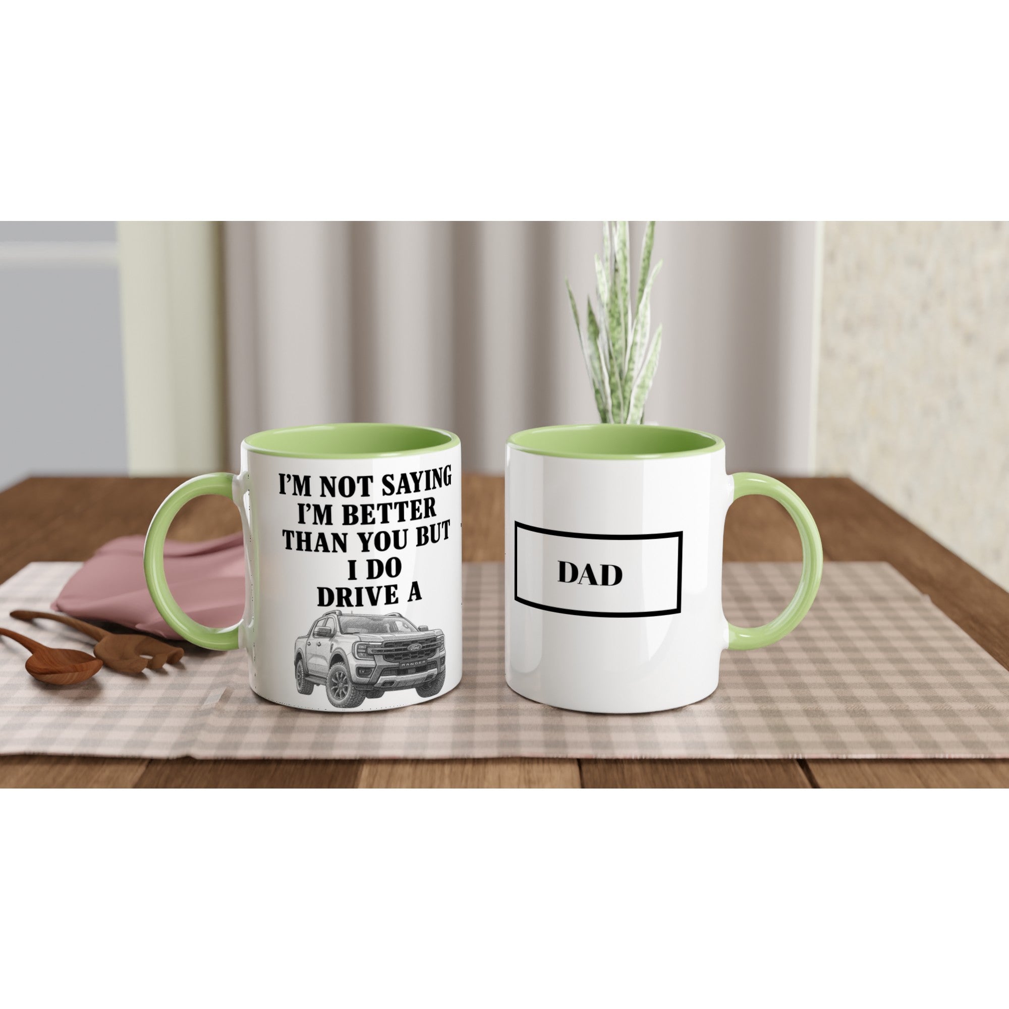 Personalized Ford Ranger Wildtrak Mug - Unique Car Lover Dad Gift | 11oz Ceramic Cup Ceramic Green