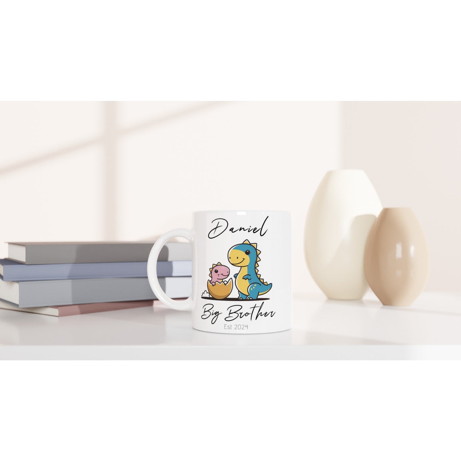 Customisable Dinosaur Big Brother Mug - Name Printed siblings Coffee Cup, Big Brother Cup, Tea Mug, Pregnancy Announcement, 11oz