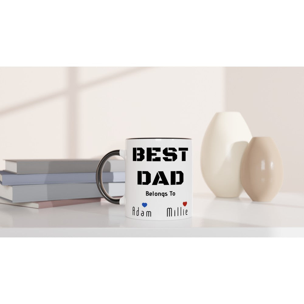 Minimalist Best Dad Mug - Personalised Cup / Customised Ceramic Mug for Fathers Day Gift, Birthday Gift for Him