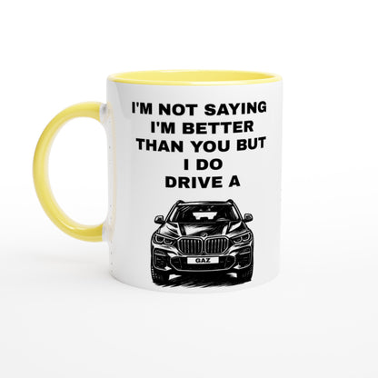 Personalized BMW X1 Mug - Custom SUV Lover Coffee Cup - 11oz Ceramic Gift Ceramic Yellow