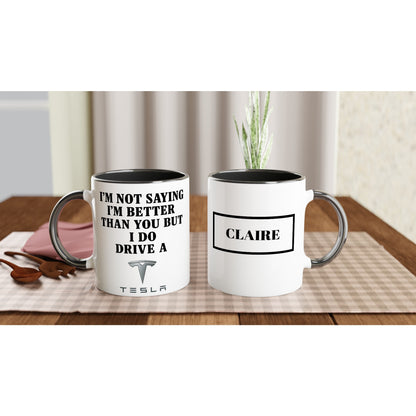 Personalized Tesla Mug - Custom Car Lover Gift - 11oz Ceramic Coffee Cup