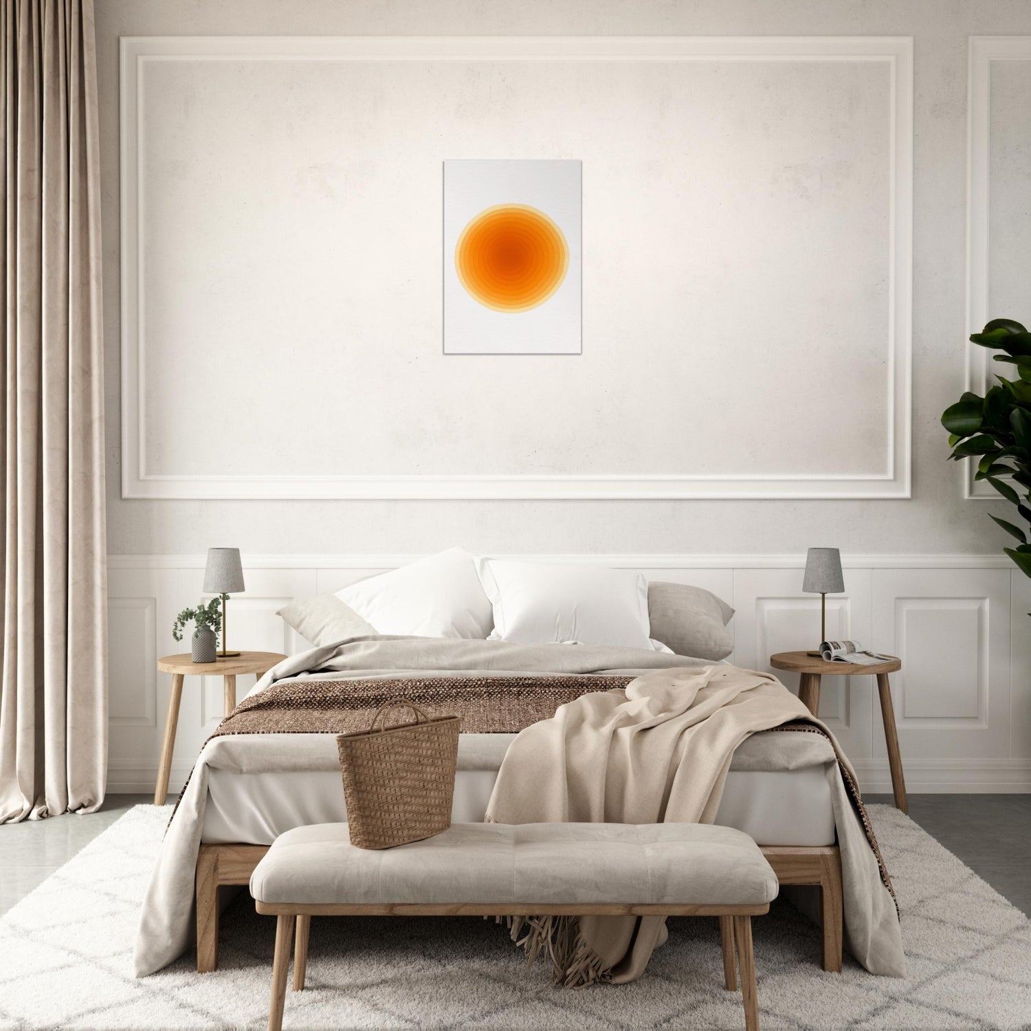 Solar Bloom - Radiant Orange Canvas - Abstract Watercolor Spiral Art Print - Slim Canvas - Wall Art