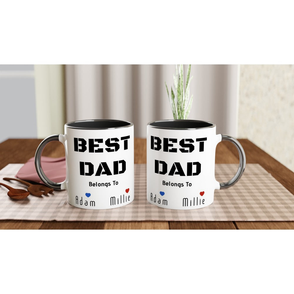 Minimalist Best Dad Mug - Personalised Cup / Customised Ceramic Mug for Fathers Day Gift, Birthday Gift for Him