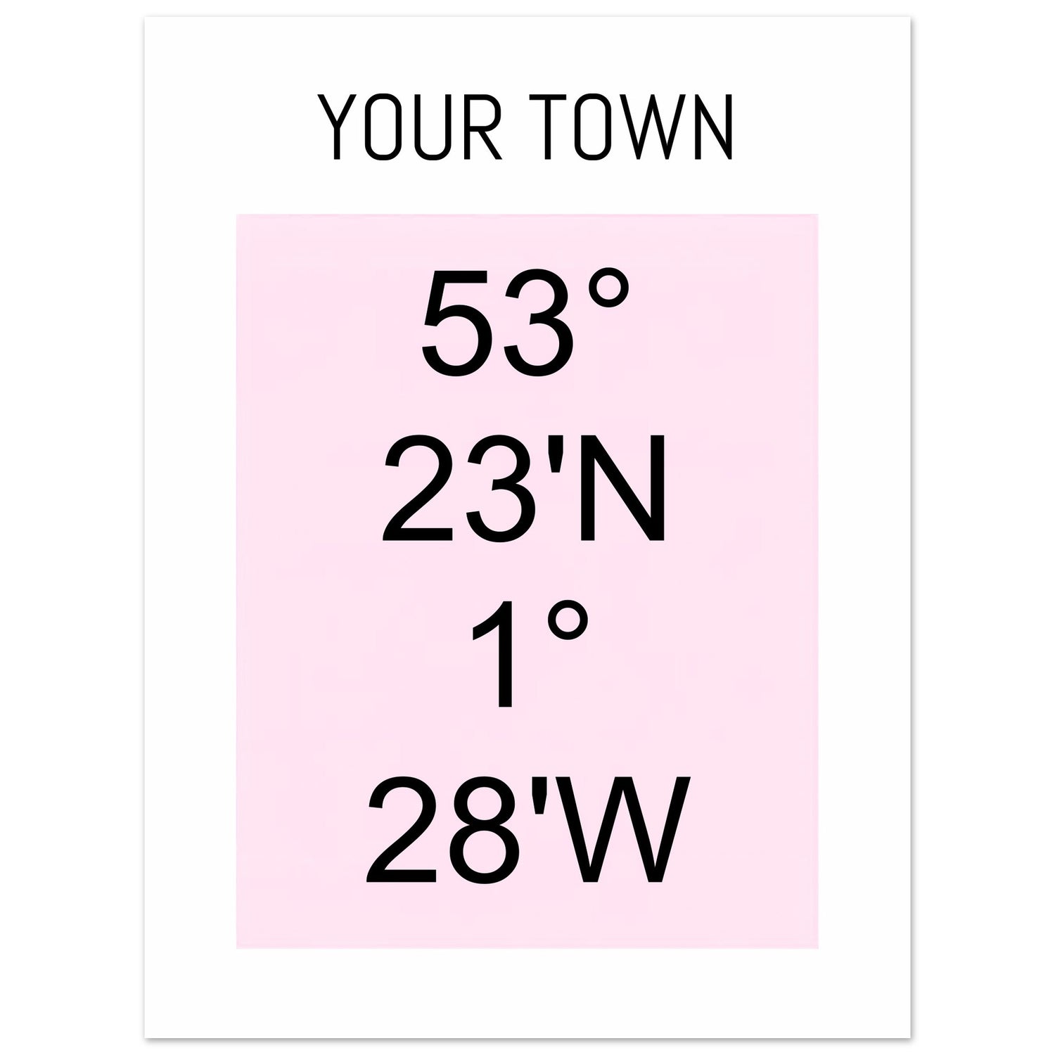 Personalized Map or Custom Location Coordinates Poster Print | Minimalist Unframed Wall Art Decor A3 A4 A5 60x80 cm 24x32″ Black and Pink