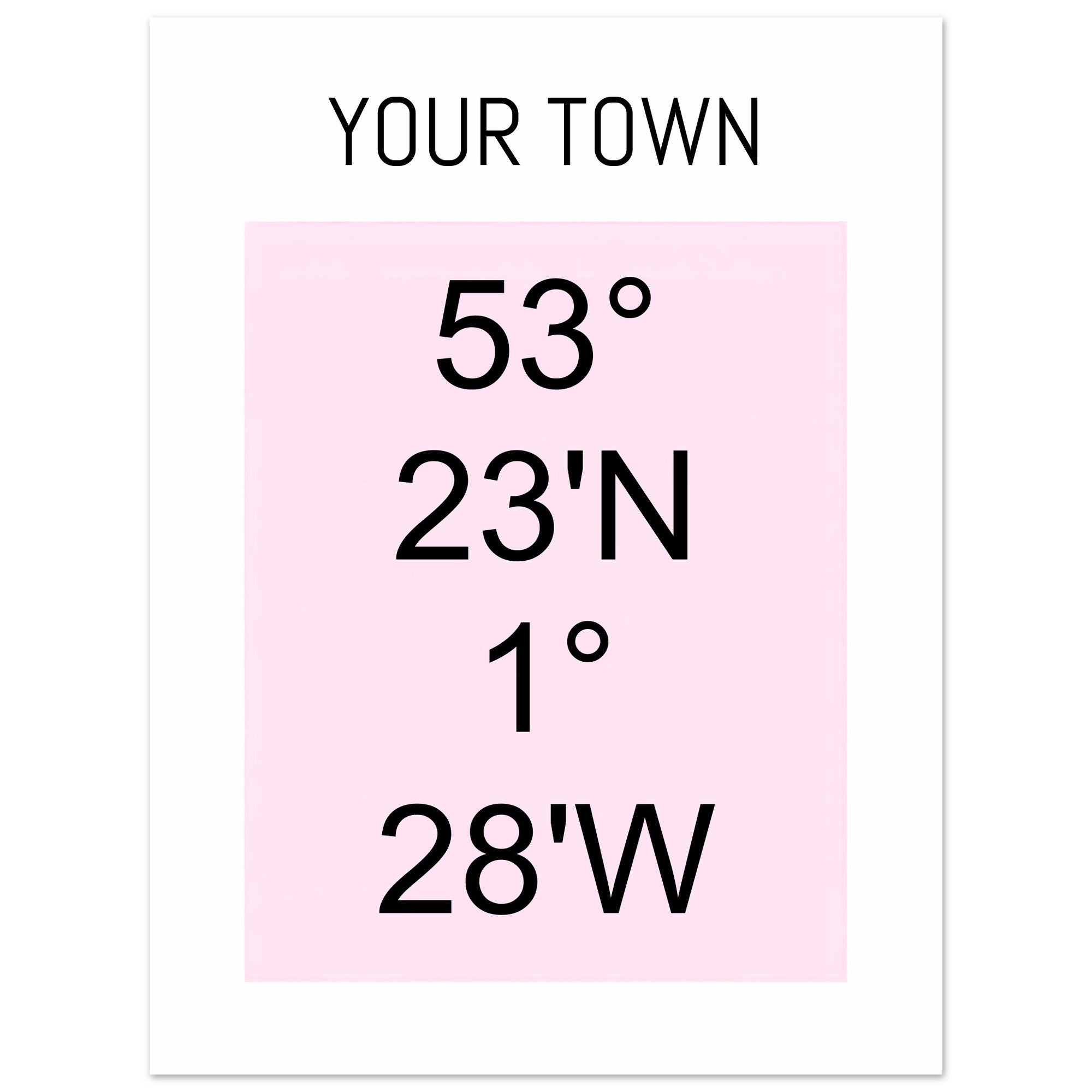 Personalized Map or Custom Location Coordinates Poster Print | Minimalist Unframed Wall Art Decor A3 A4 A5 60x80 cm 24x32″ Black and Pink