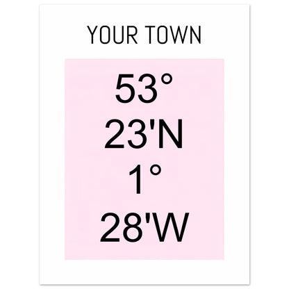 Personalized Map or Custom Location Coordinates Poster Print | Minimalist Unframed Wall Art Decor A3 A4 A5 60x80 cm 24x32″ Black and Pink