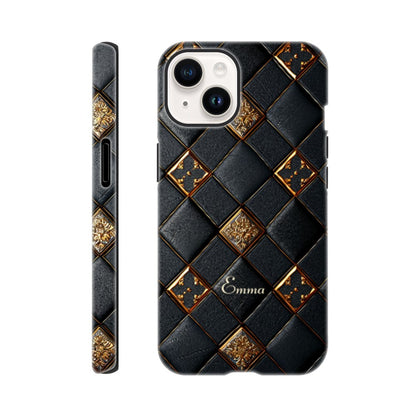 Personalized iPhone 16 and 15 Pro Max Cover,Luxury Checkers Pattern Tough Case,Custom Design,iPhone 16,15,14,13,12,11 iPhone 14