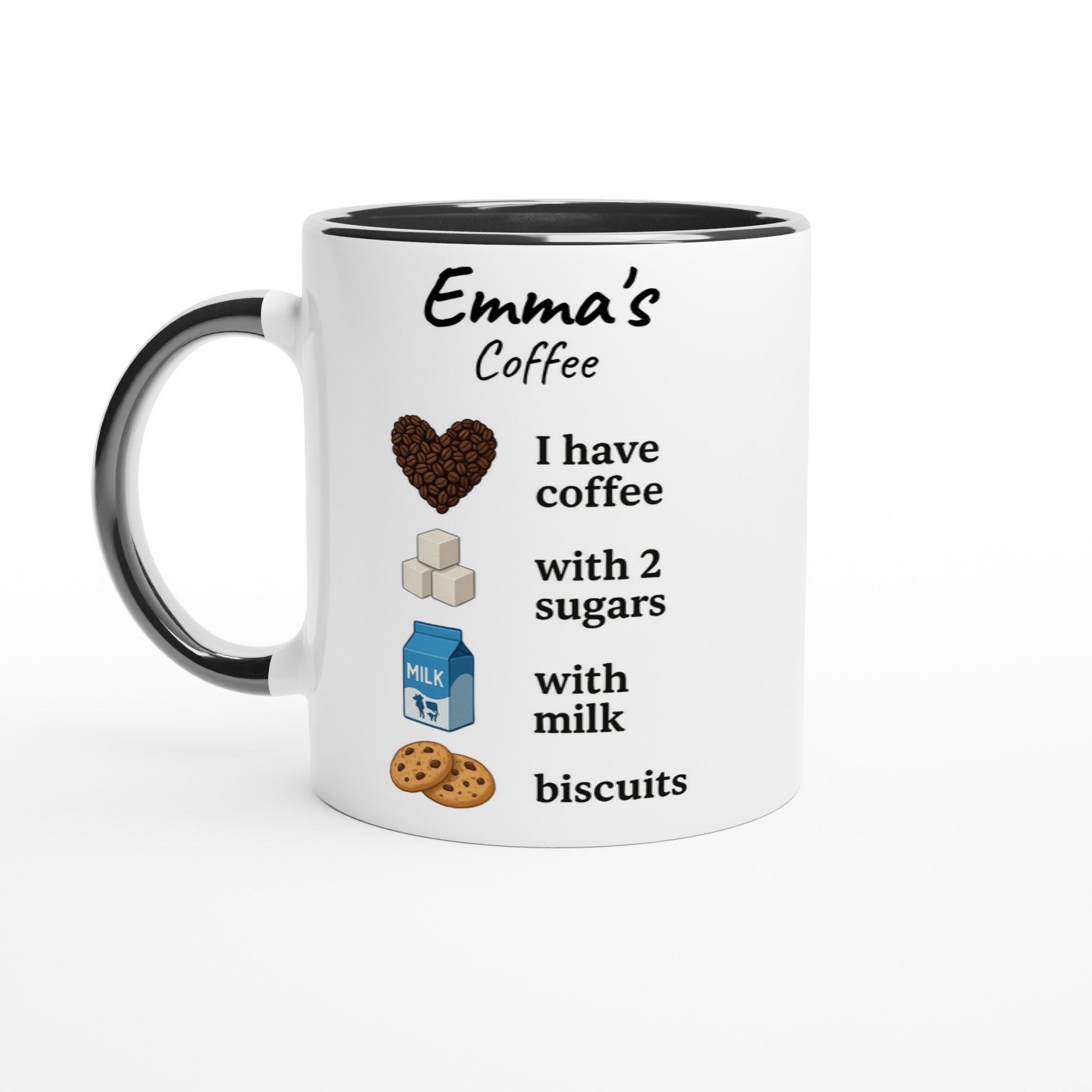 Personalized Coffee Mug - Custom Name Mug with Colorful Rim - Perfect Gift for Coffee Lovers