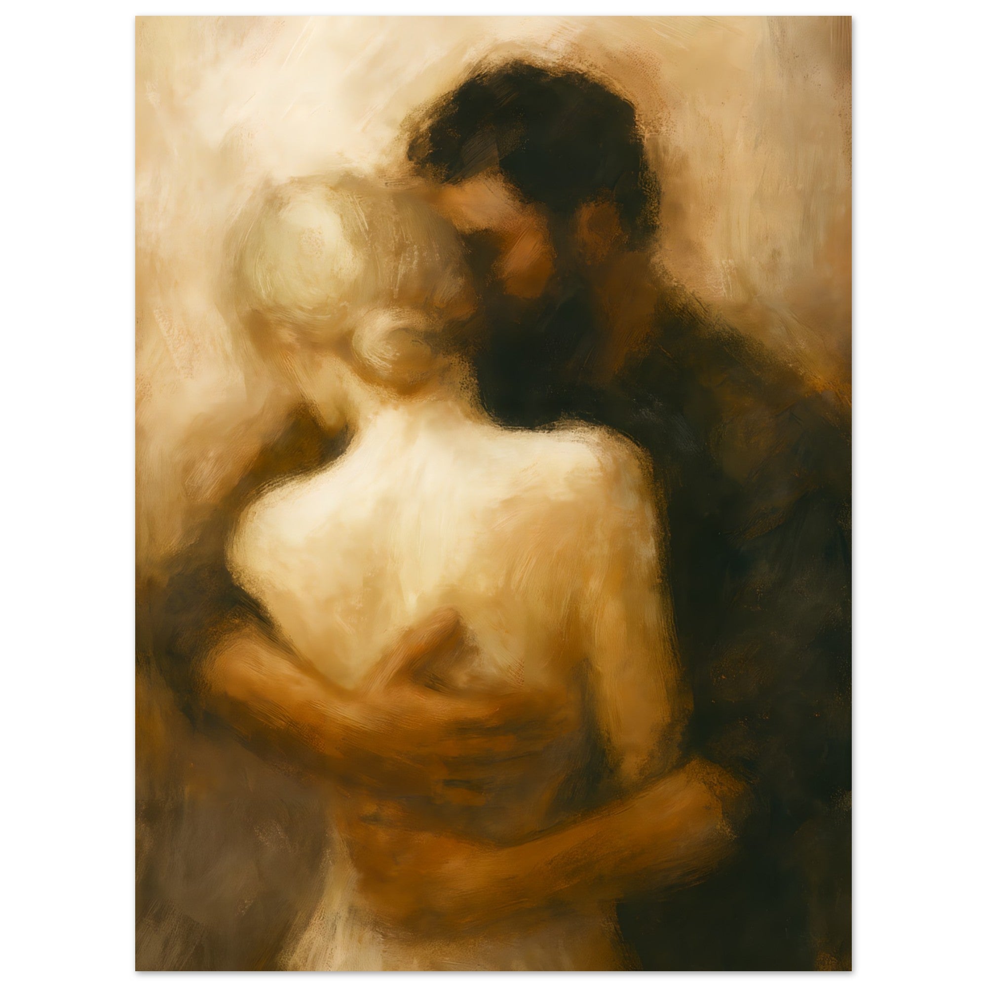 Soft Romantic Embrace Art - Abstract Couple Painting 60x80 cm 24x32″