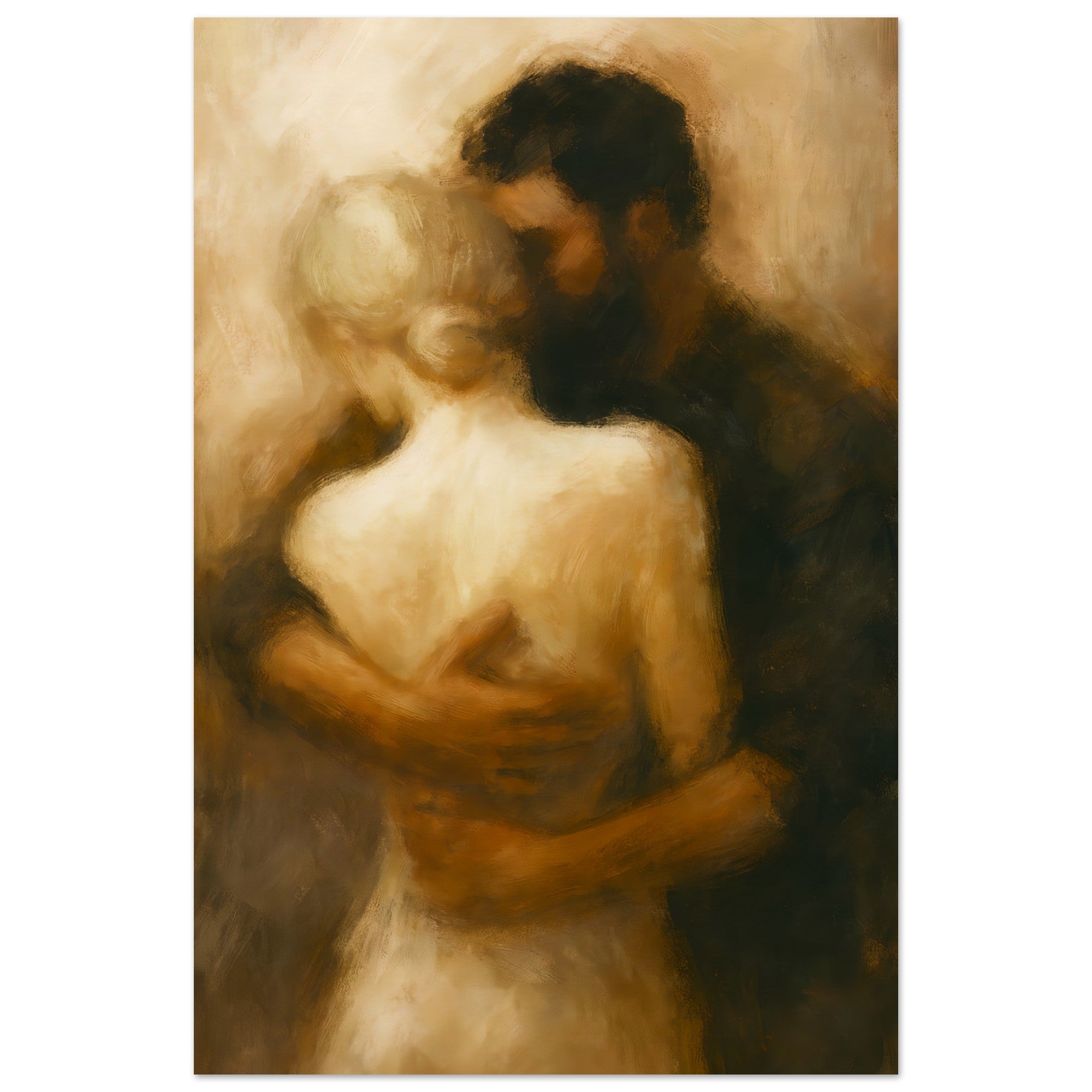Soft Romantic Embrace Art - Abstract Couple Painting 60x90 cm 24x36″
