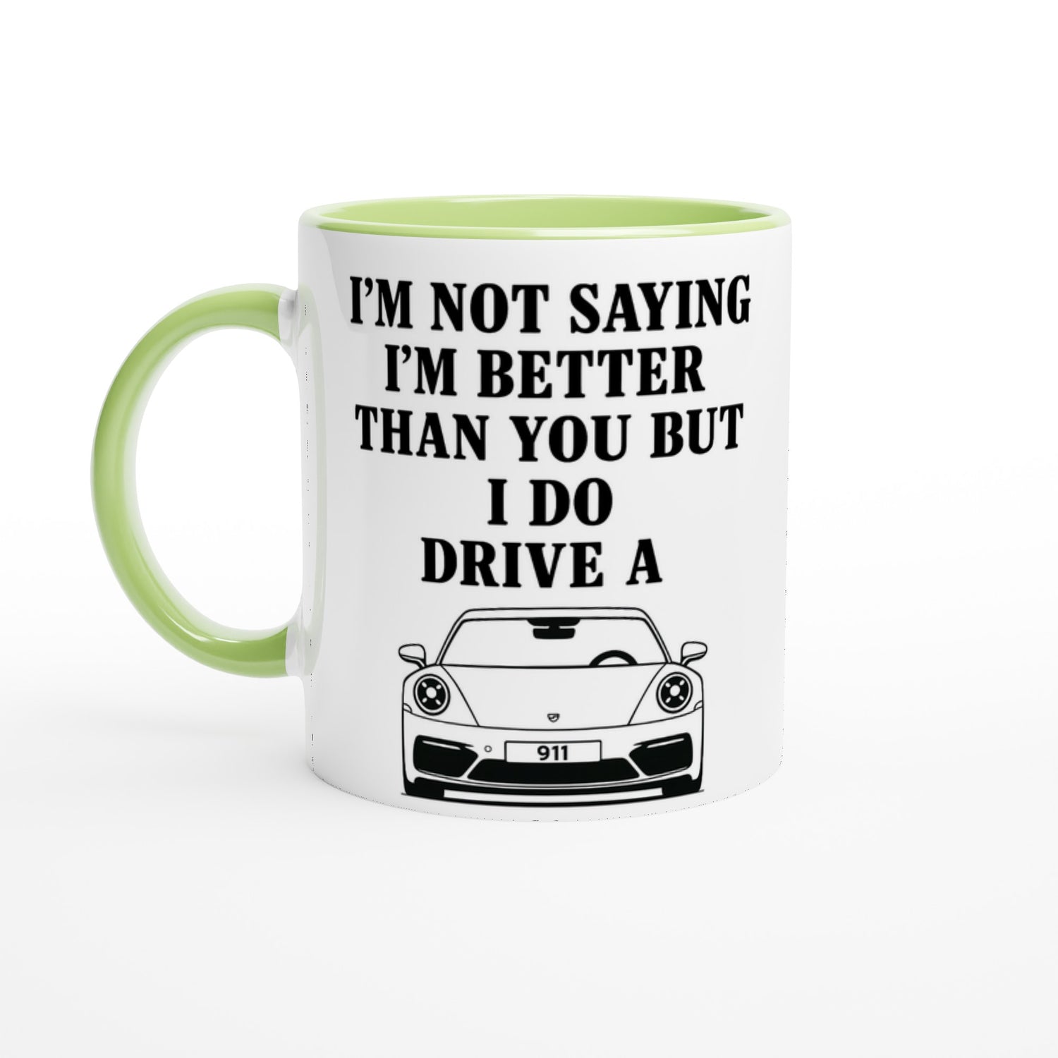 Funny Porsch Mug - 11oz Luxury Car Driver Gift - Ceramic Coffee Cup Ceramic Green