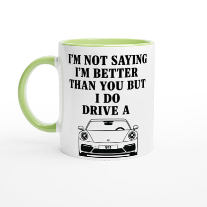 Funny Porsch Mug - 11oz Luxury Car Driver Gift - Ceramic Coffee Cup Ceramic Green