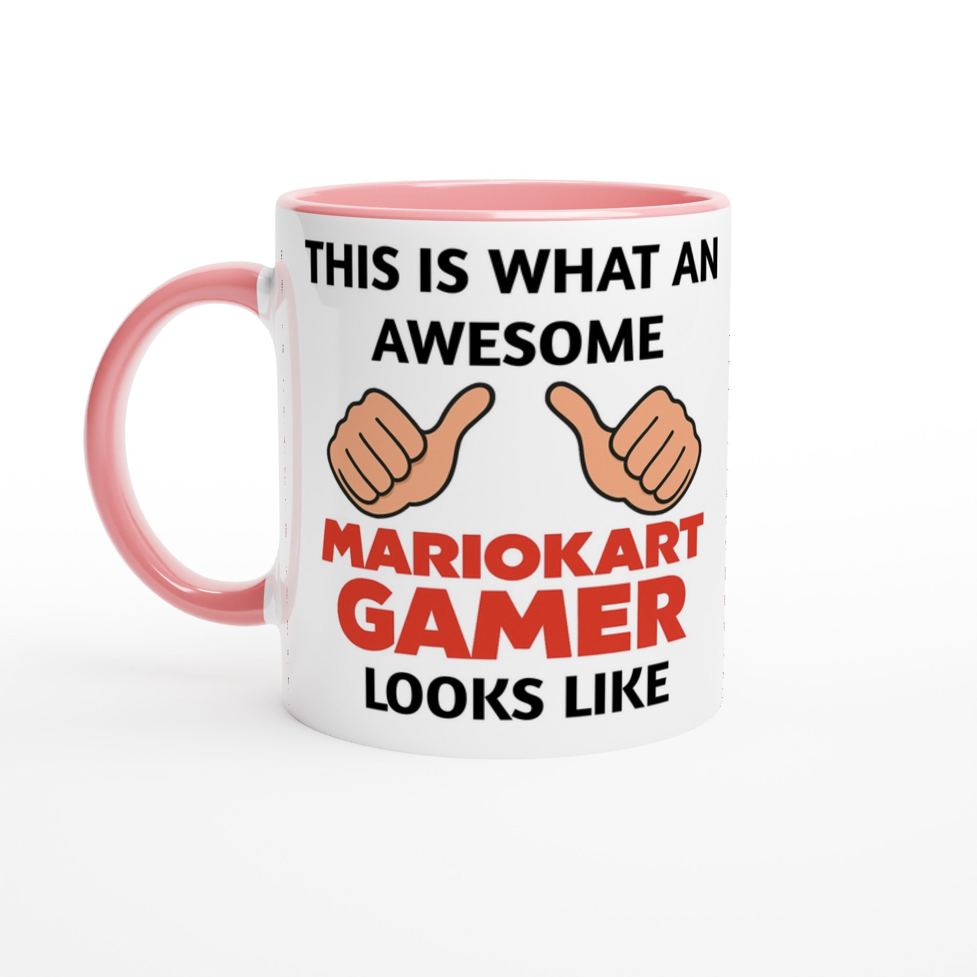 Mario Kart Gamer Mug – 11oz Coffee Cup Gift for Nintendo Fans Ceramic Pink