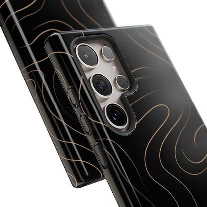 Noir Topograph - Black Minimalist Line Art Phone Case