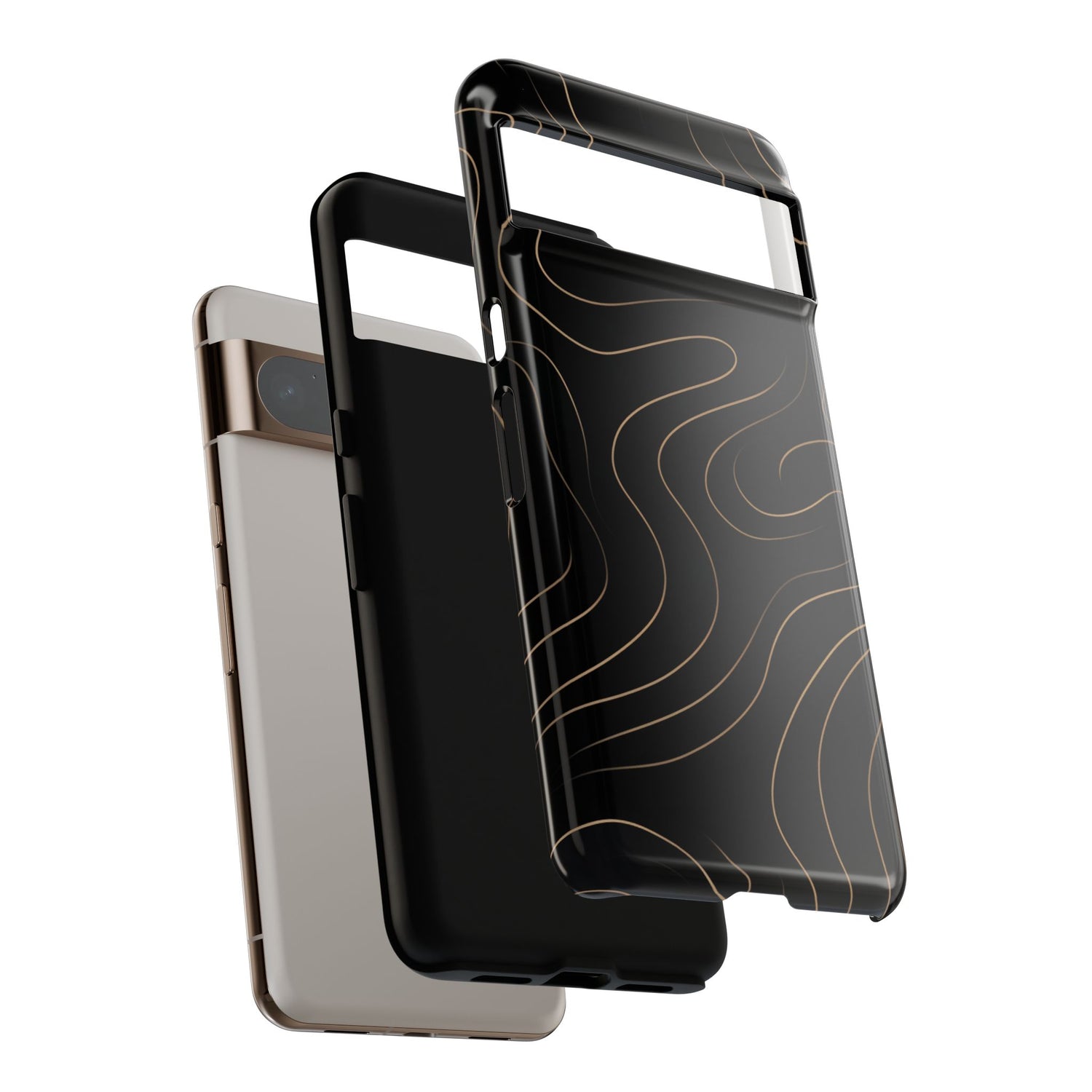 Noir Topograph - Black Minimalist Line Art Phone Case