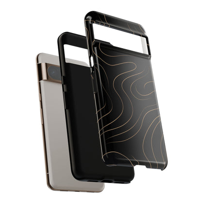 Noir Topograph - Black Minimalist Line Art Phone Case