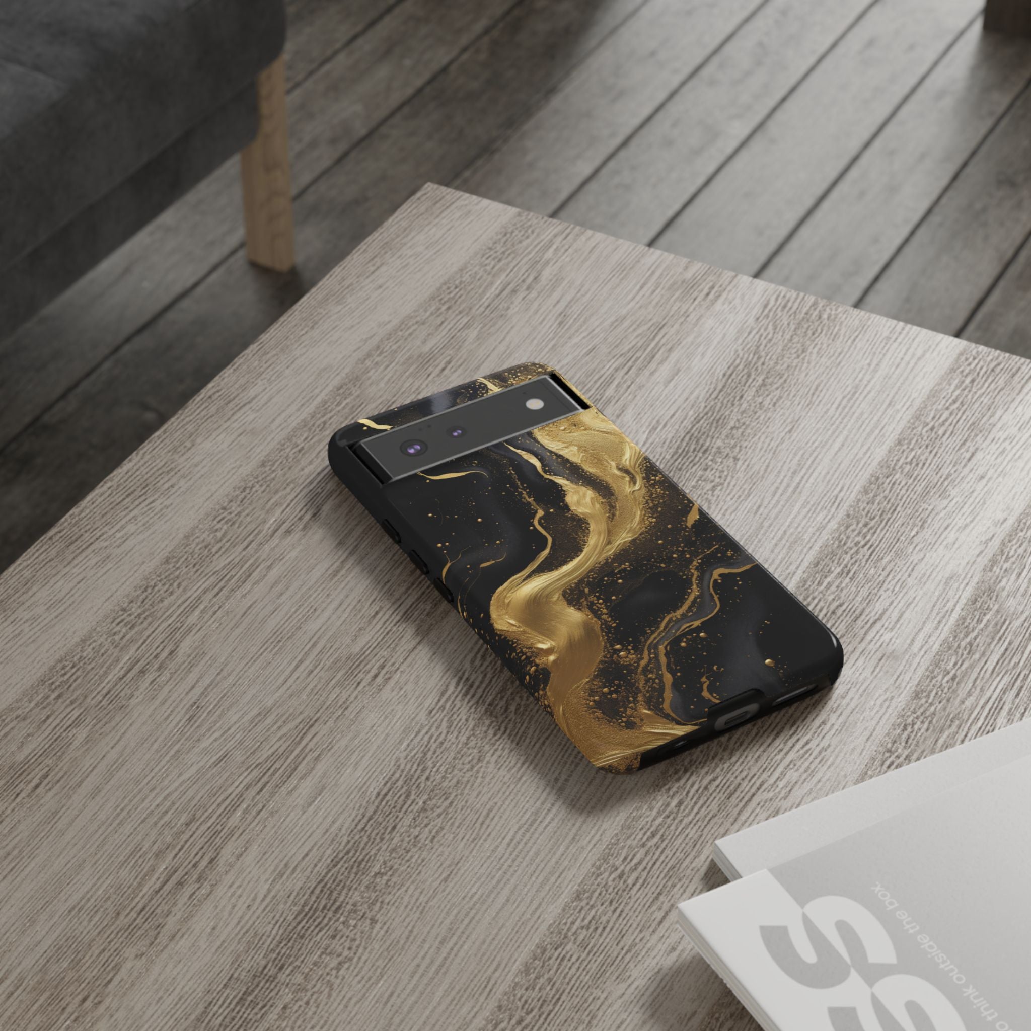Golden Flow - Black &amp; Gold Marble Luxe Phone Case