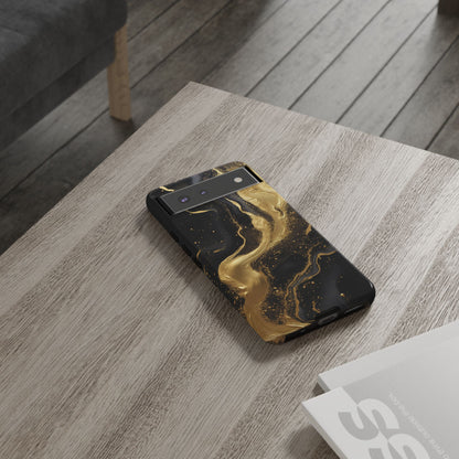 Golden Flow - Black &amp; Gold Marble Luxe Phone Case
