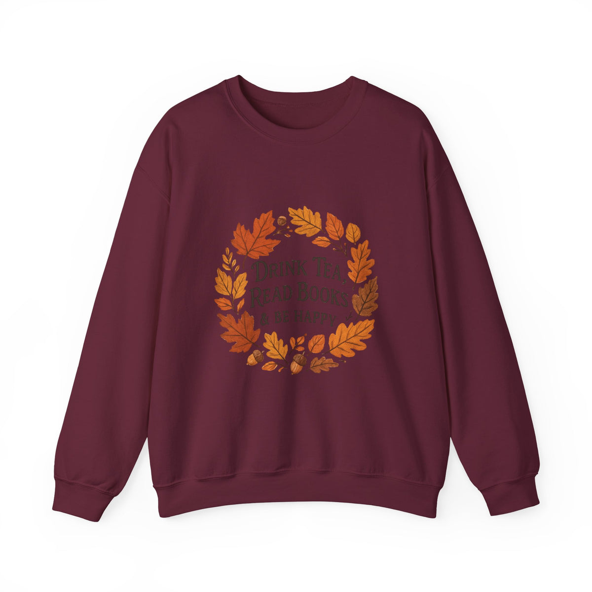Cozy Book Lover Crewneck Sweatshirt - Fall Fashion Tea &amp; Books Apparel | Gift for Readers Maroon