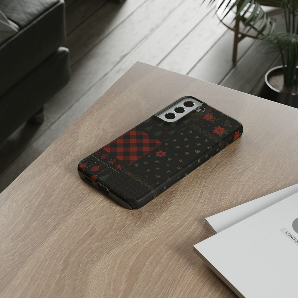 Black Festive Phone Case - Christmas Phone Cover - Tough Design