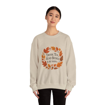 Cozy Book Lover Crewneck Sweatshirt - Fall Fashion Tea &amp; Books Apparel | Gift for Readers