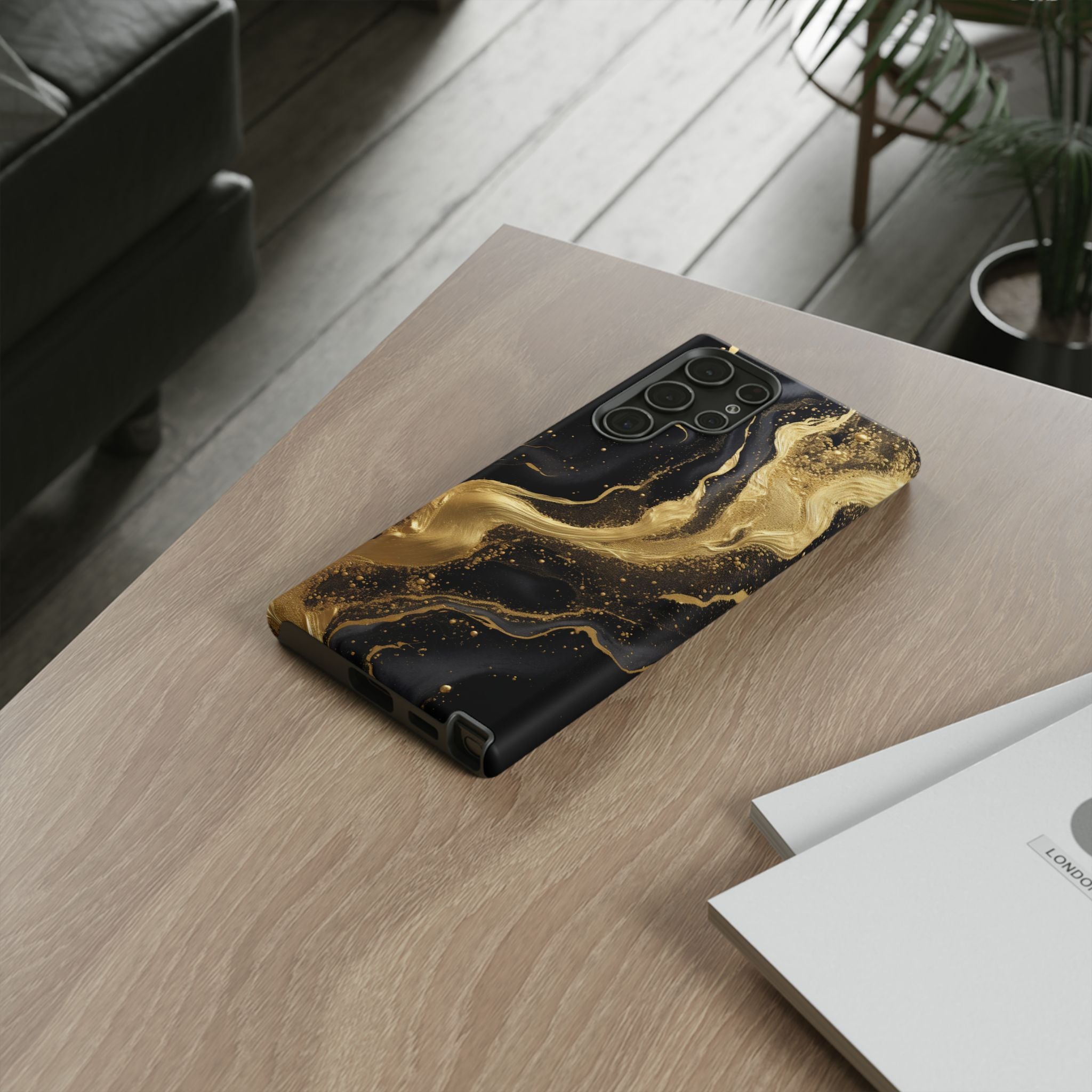 Golden Flow - Black &amp; Gold Marble Luxe Phone Case