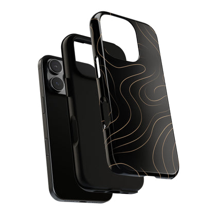 Noir Topograph - Black Minimalist Line Art Phone Case