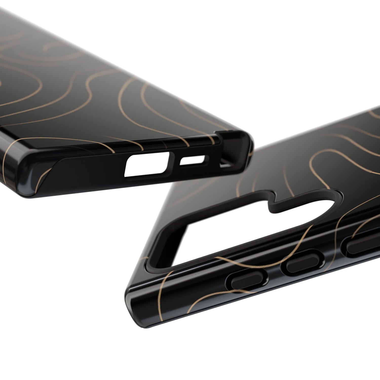 Noir Topograph - Black Minimalist Line Art Phone Case