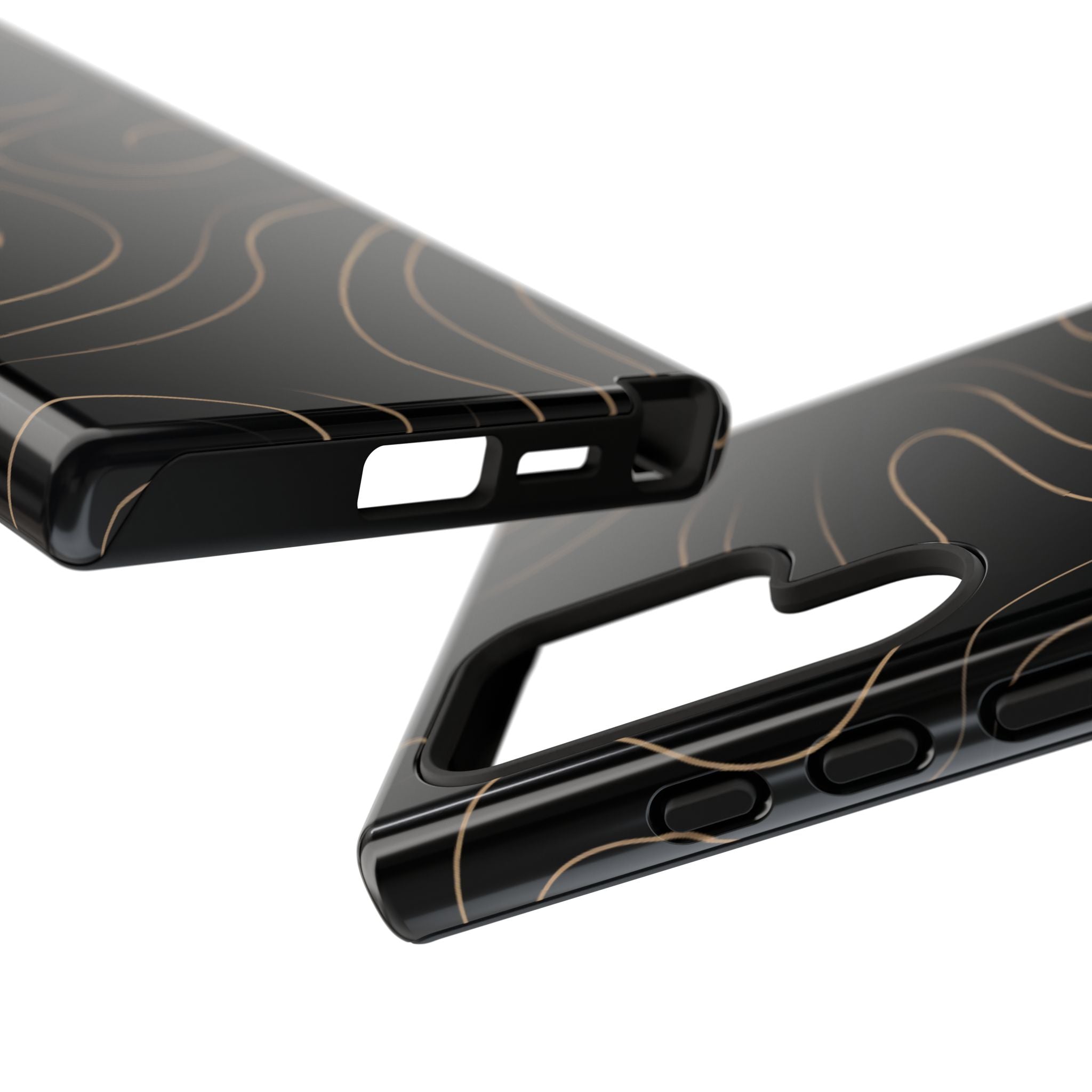 Noir Topograph - Black Minimalist Line Art Phone Case