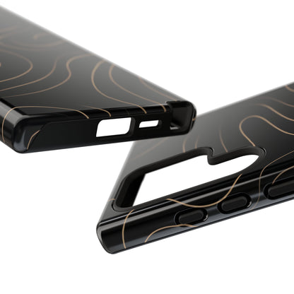 Noir Topograph - Black Minimalist Line Art Phone Case