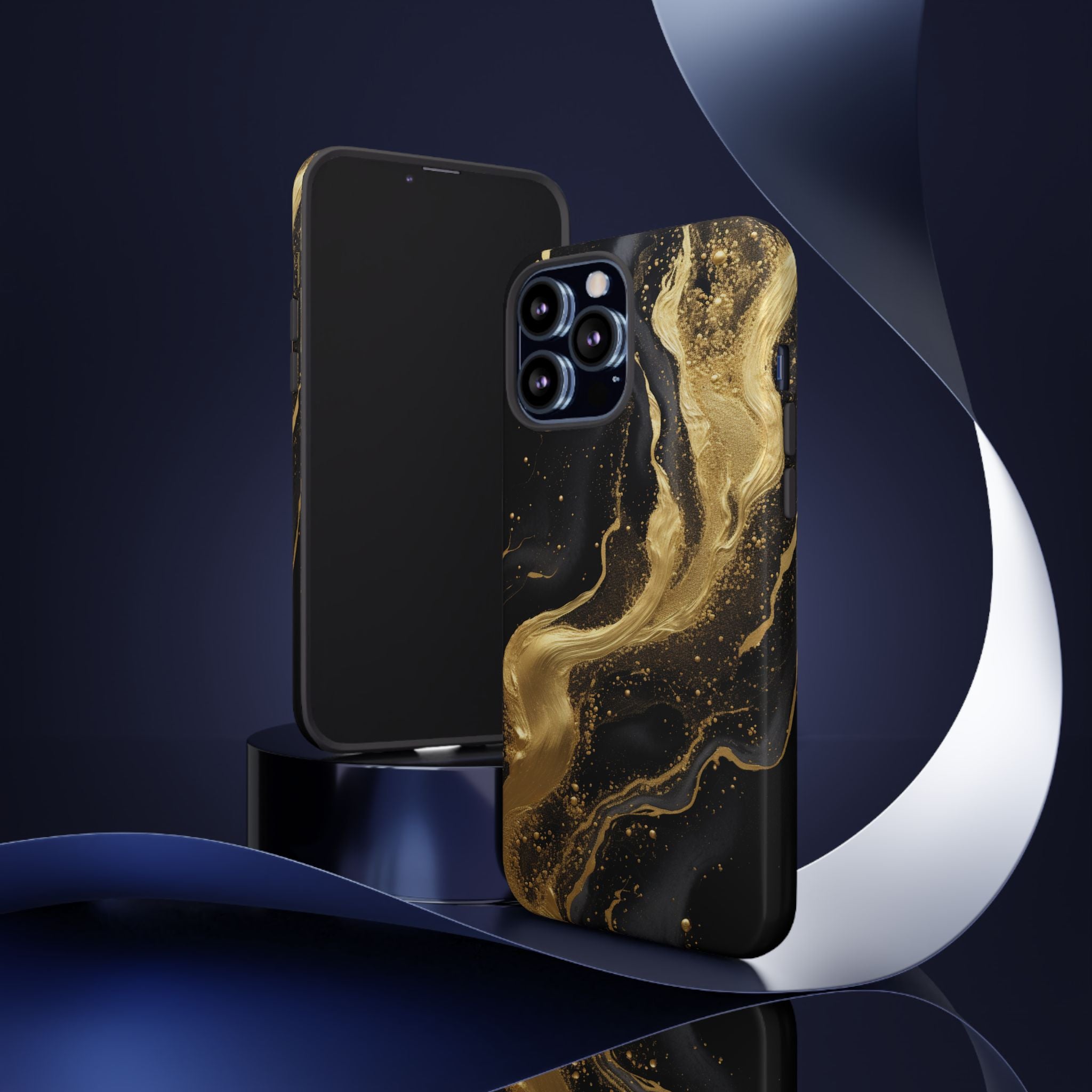 Golden Flow - Black &amp; Gold Marble Luxe Phone Case