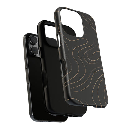 Noir Topograph - Black Minimalist Line Art Phone Case