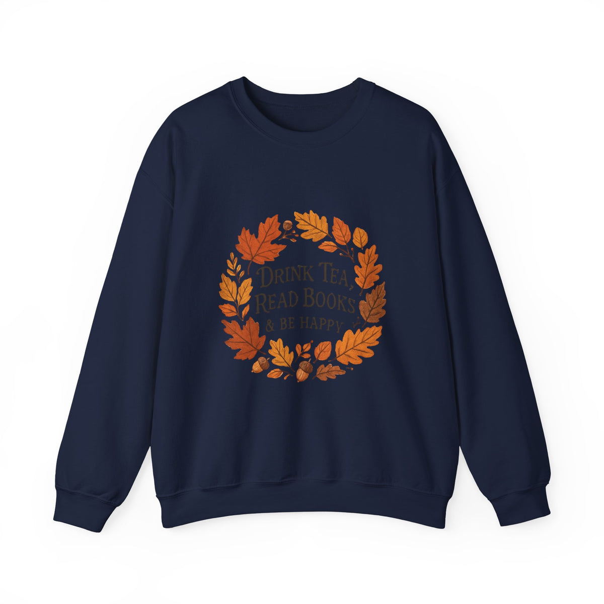 Cozy Book Lover Crewneck Sweatshirt - Fall Fashion Tea &amp; Books Apparel | Gift for Readers Navy