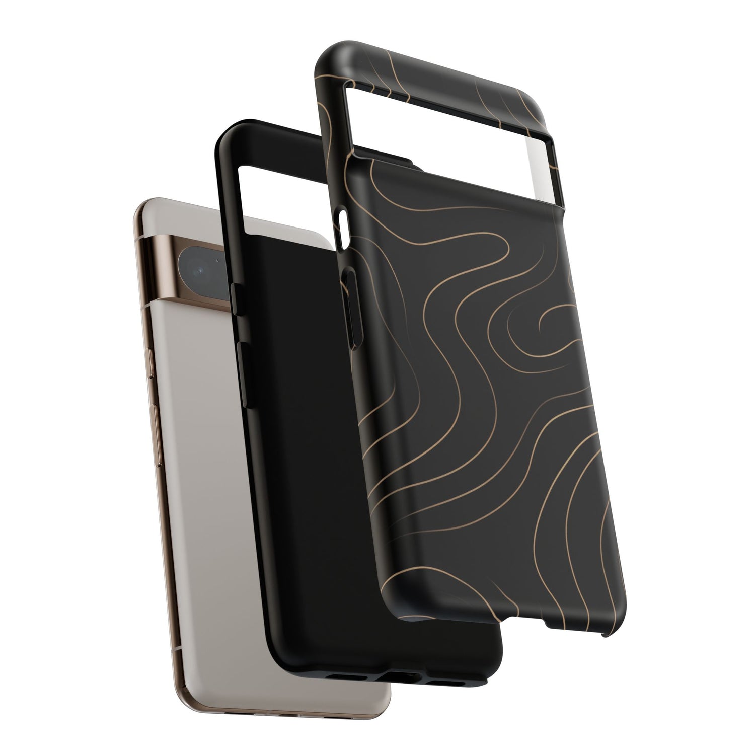 Noir Topograph - Black Minimalist Line Art Phone Case