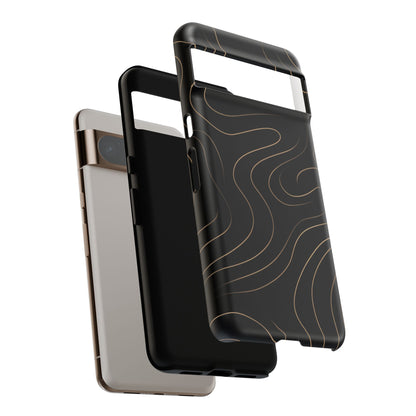 Noir Topograph - Black Minimalist Line Art Phone Case