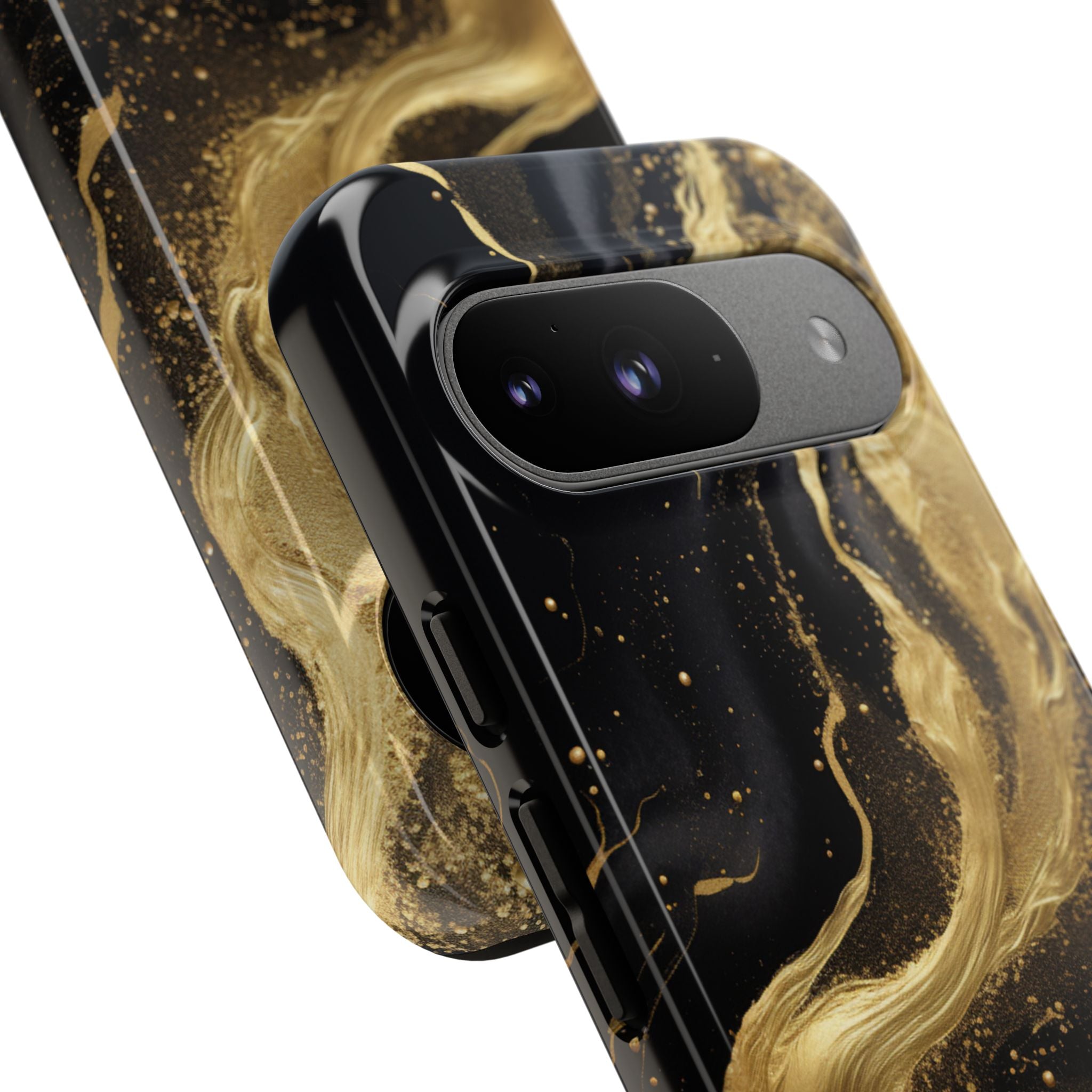 Golden Flow - Black &amp; Gold Marble Luxe Phone Case
