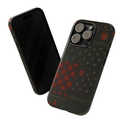 Black Festive Phone Case - Christmas Phone Cover - Tough Design
