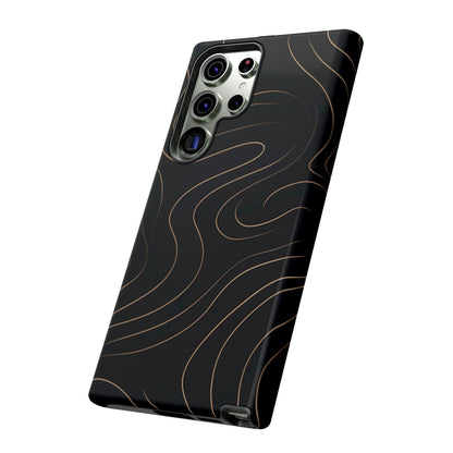 Noir Topograph - Black Minimalist Line Art Phone Case