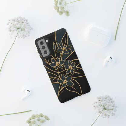 Golden Bloom - Elegant Floral Line Art Phone Case