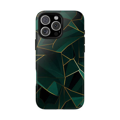 Emerald Veil - Geometric Luxe Phone Case iPhone 16 Pro Max Glossy