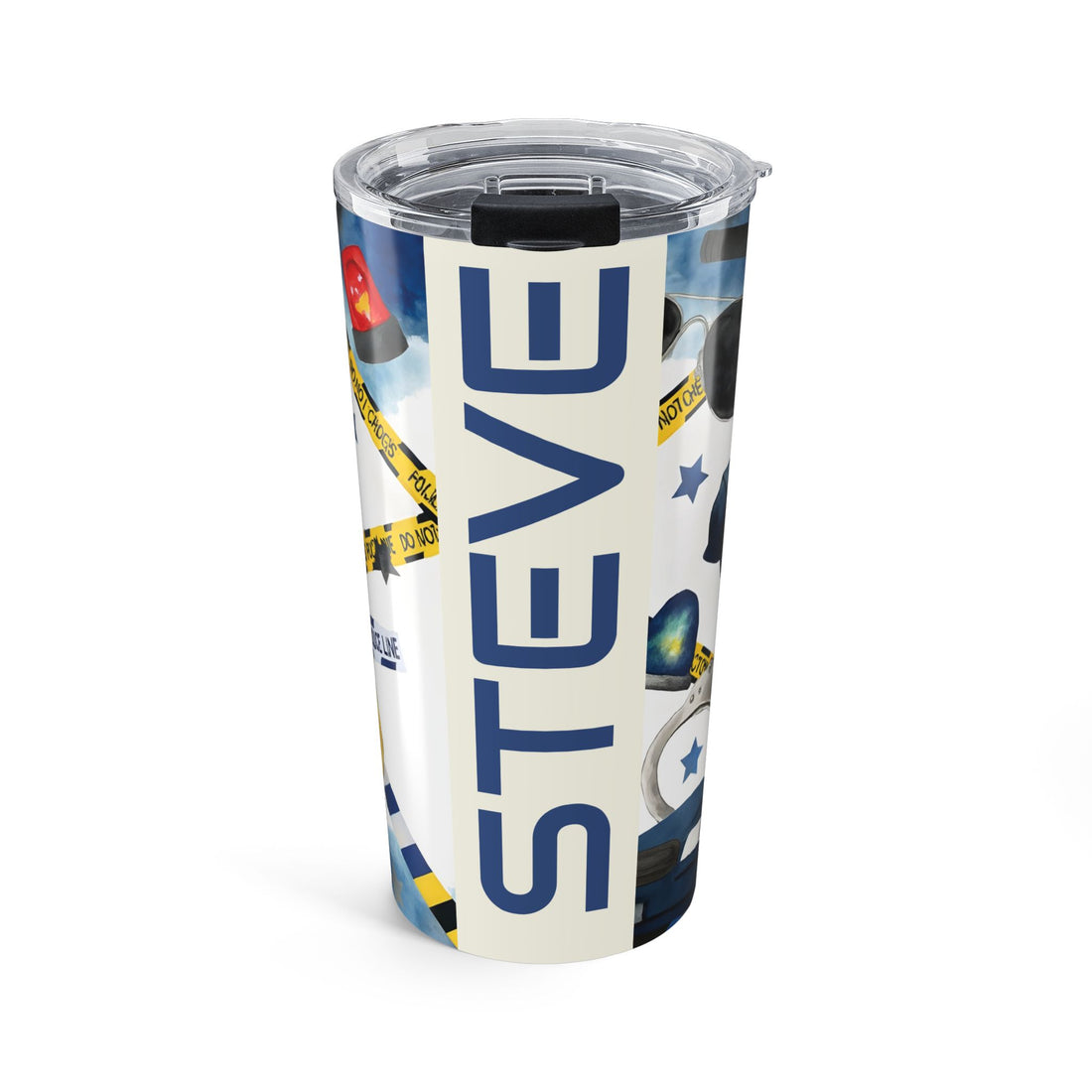 Police Themed Tumbler - Personalised 20oz Insulated Cup | Custom Name Law Enforcement Gift 20oz