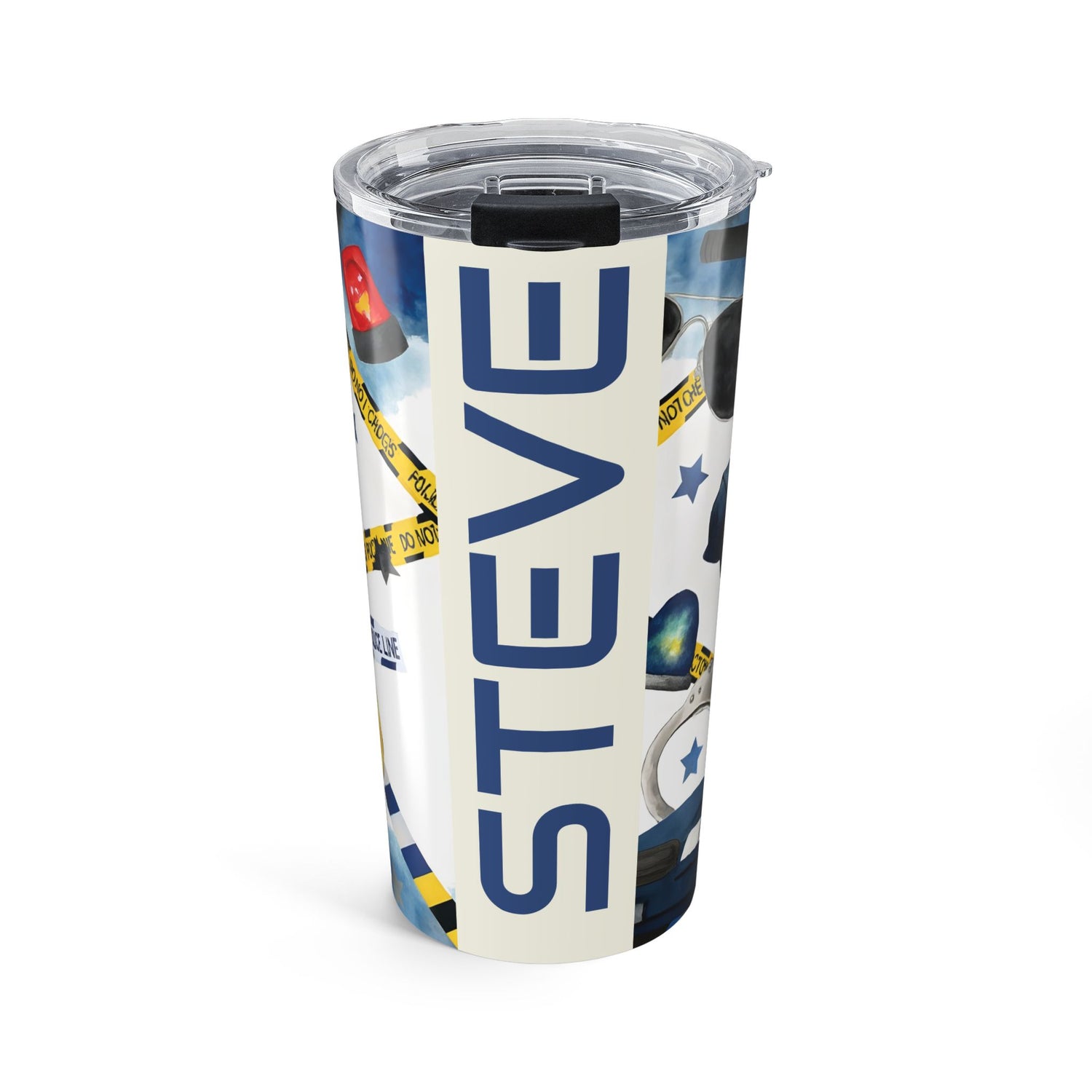 Police Themed Tumbler - Personalised 20oz Insulated Cup | Custom Name Law Enforcement Gift 20oz