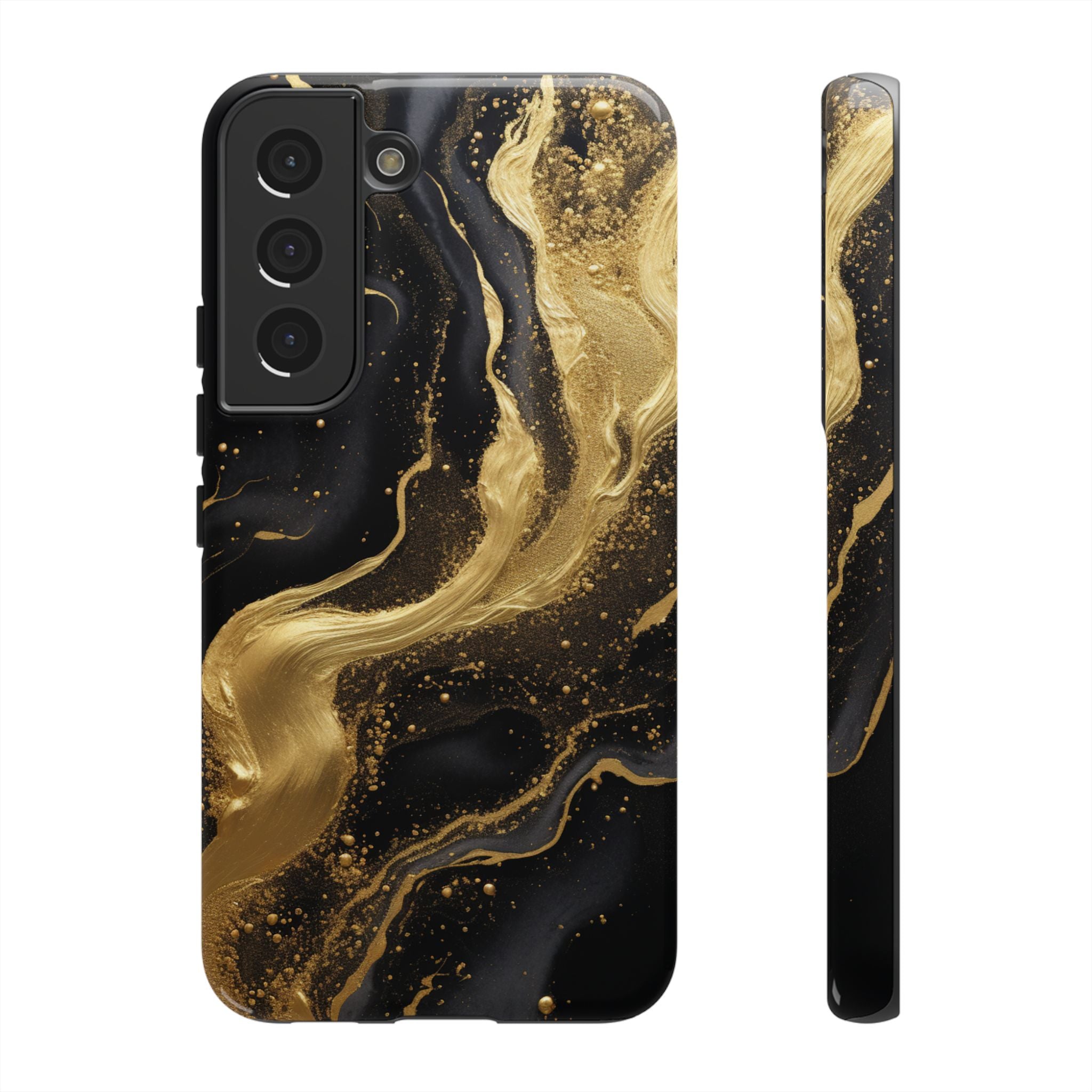 Golden Flow - Black &amp; Gold Marble Luxe Phone Case Samsung Galaxy S22 Glossy